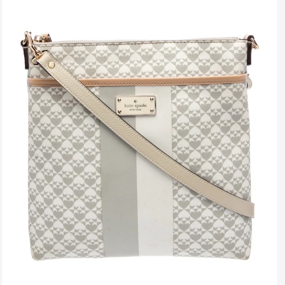 Kate Spade Vintage Y2K New York Spade Heart Monogram Striped Crossbody Bag